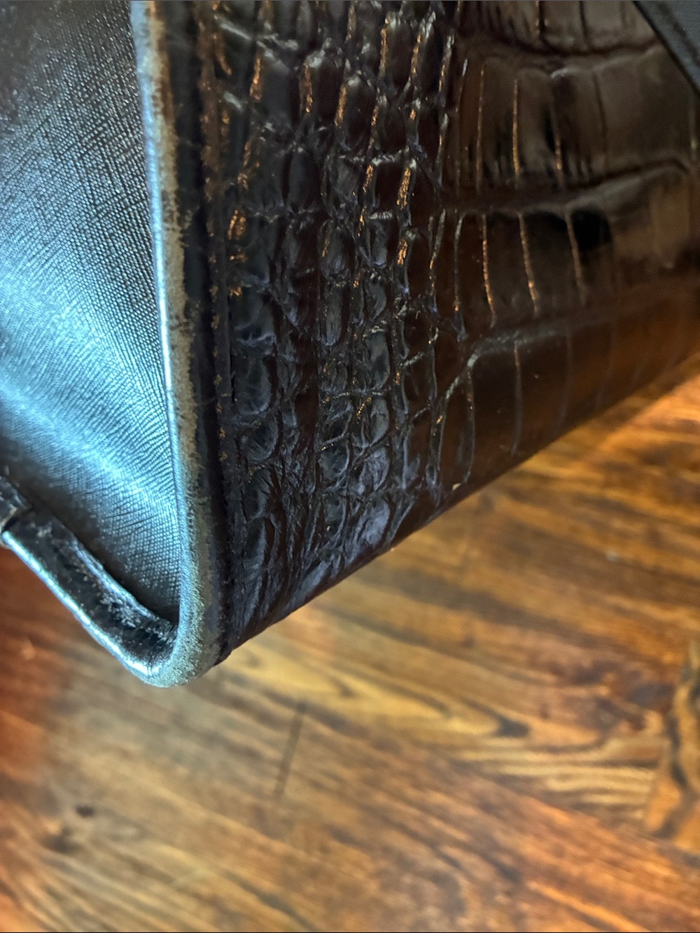 Michael Kors Black Mixed-Texture Shoulder Bag with Gold Hardware - Picture 9 of 13